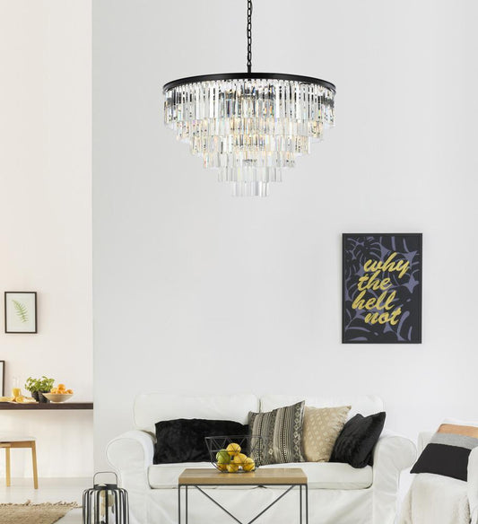 Elegant Furniture & Lighting - Sydney 33 light Matte Black Chandelier Clear Royal Cut Crystal - 1201D44MB/RC veiw 1