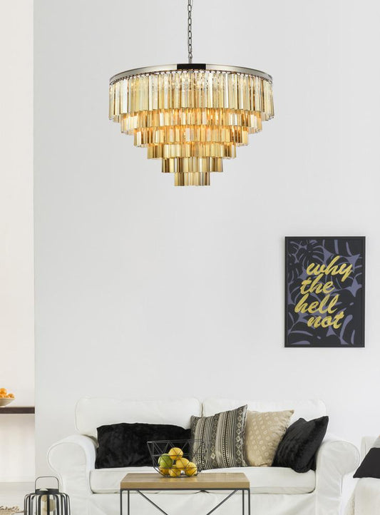Elegant Furniture & Lighting - Sydney 33 light polished nickel Chandelier Golden Teak (Smoky) Royal Cut Crystal - 1201D44PN-GT/RC veiw 1