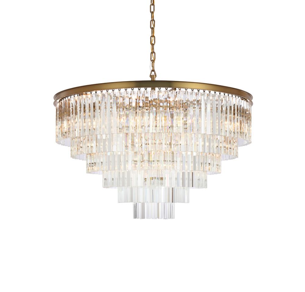 Elegant Furniture & Lighting - Sydney 44 inch round crystal chandelier in satin gold - 1201D44SG/RC veiw 1