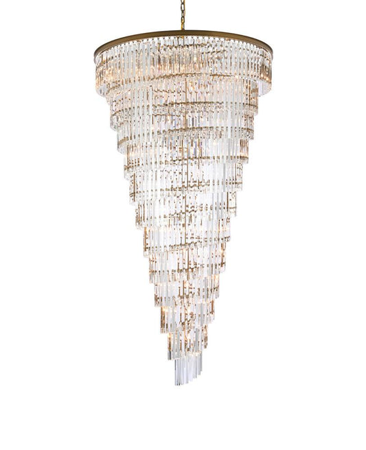 Elegant Furniture & Lighting - Sydney 48 inch spiral crystal chandelier in satin gold - 1201SR48SG/RC veiw 1