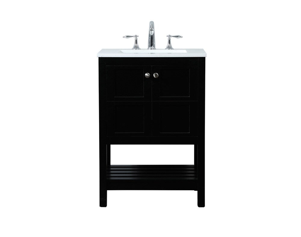 Elegant Furniture & Lighting - Theo 24 inch Single bathroom vanity in black - VF16424BK view 1