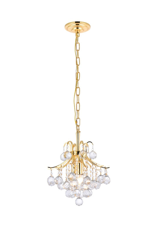 Elegant Furniture & Lighting - Toureg 3 light Gold Pendant Clear Royal Cut Crystal - V8000D12G/RC veiw 1