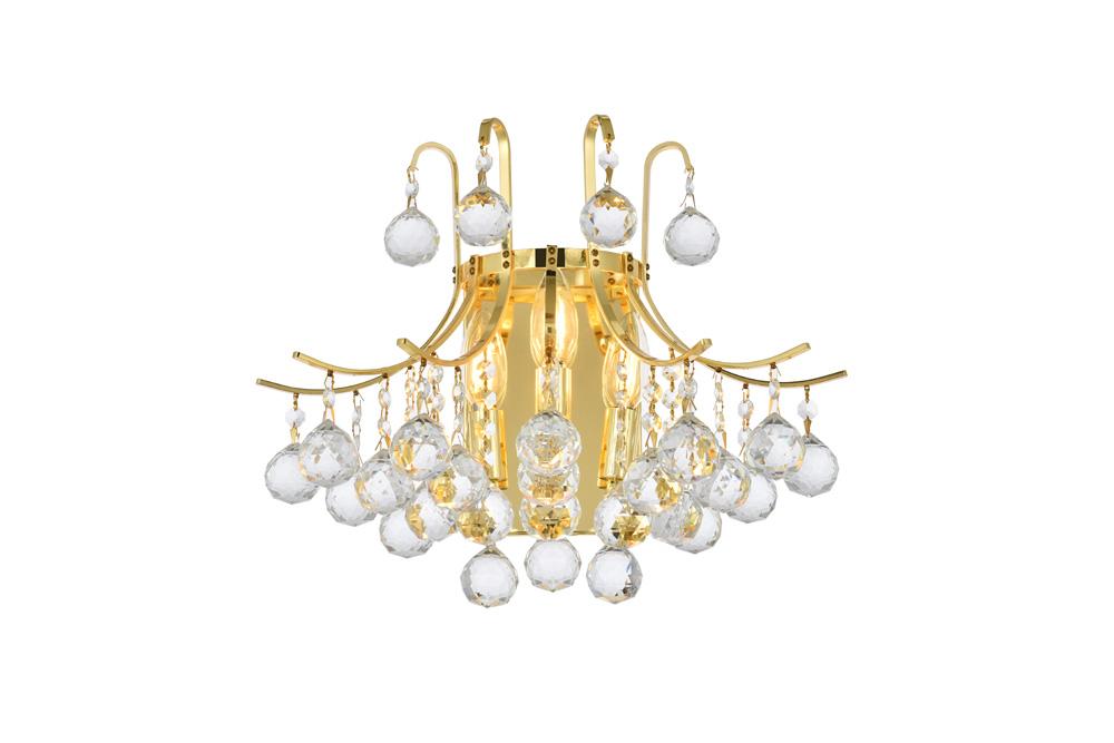 Elegant Furniture & Lighting - Toureg 3 light Gold Wall Sconce Clear Royal Cut Crystal - V8000W16G/RC veiw 1