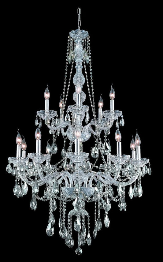 Elegant Furniture & Lighting - Verona 15 light Chrome Chandelier Golden Teak (Smoky) Royal Cut Crystal - 7915G33C-GT/RC veiw 1