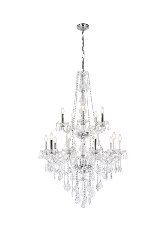 Elegant Furniture & Lighting - Verona 15 light Chrome Chandelier Golden Teak (Smoky) Royal Cut Crystal - V7815G33C-GT/RC veiw 1