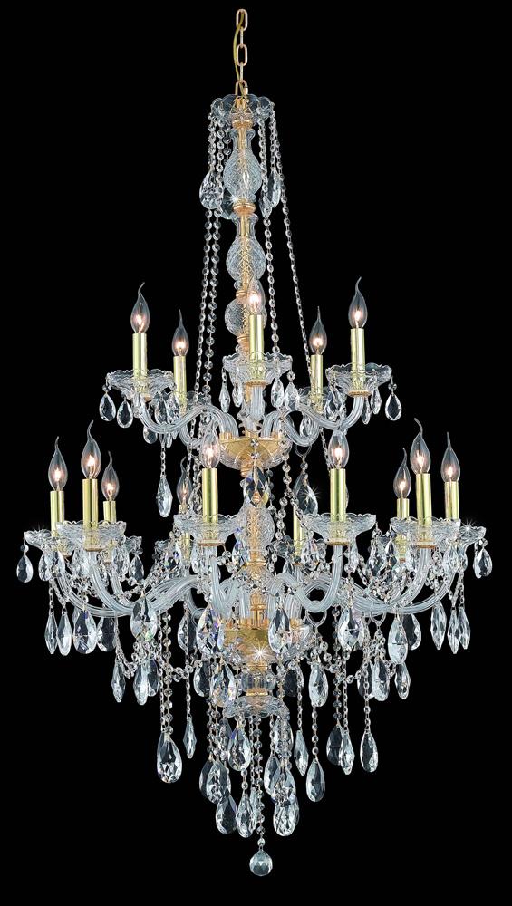 Elegant Furniture & Lighting - Verona 15 light Gold Chandelier Clear Royal Cut Crystal - 7915G33G/RC veiw 1
