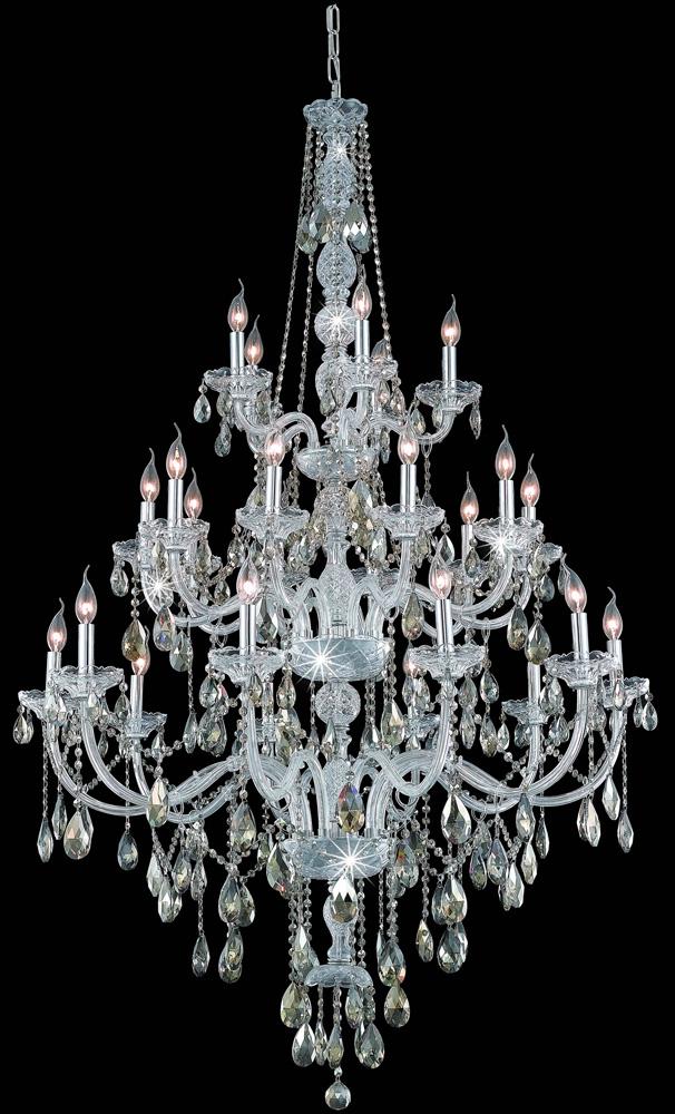 Elegant Furniture & Lighting - Verona 25 light Chrome Chandelier Golden Teak (Smoky) Royal Cut Crystal - 7925G43C-GT/RC veiw 1