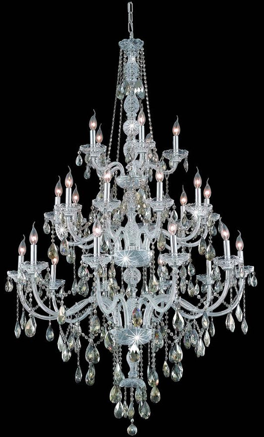 Elegant Furniture & Lighting - Verona 25 light Chrome Chandelier Golden Teak (Smoky) Royal Cut Crystal - 7925G43C-GT/RC veiw 1