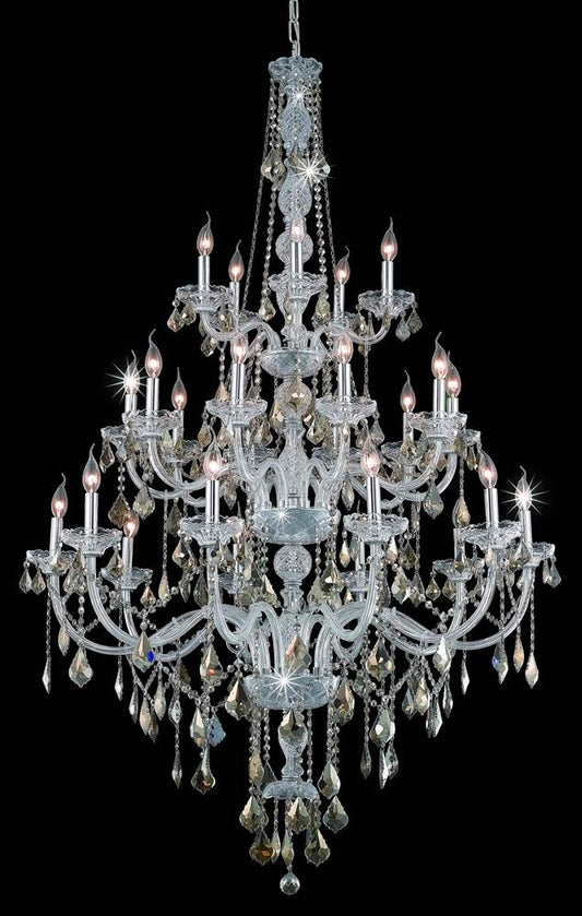 Elegant Furniture & Lighting - Verona 25 light Chrome Chandelier Golden Teak (Smoky) Royal Cut Crystal - V7825G43C-GT/RC veiw 1