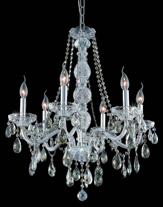 Elegant Furniture & Lighting - Verona 6 light Chrome Chandelier Golden Teak (Smoky) Royal Cut Crystal - 7956D24C-GT/RC veiw 1