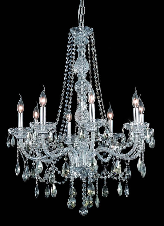 Elegant Furniture & Lighting - Verona 8 light Chrome Chandelier Golden Teak (Smoky) Royal Cut Crystal - 7958D28C-GT/RC veiw 1