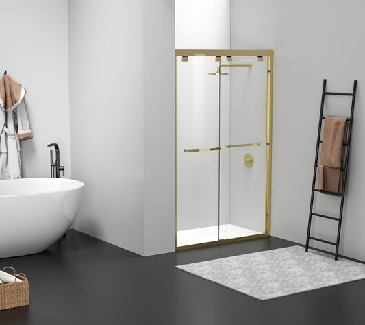 Elegant Furniture & Lighting - Warren Semi-frameless shower door 48 x 76 Brushed Gold - SD303-4876BGD view 2
