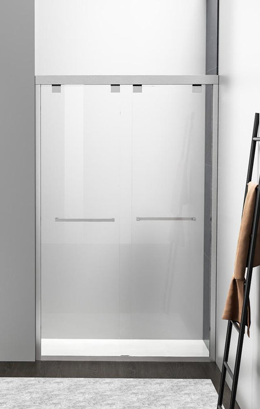 Elegant Furniture & Lighting - Warren Semi-frameless shower door 48 x 76 Brushed Nickel - SD303-4876BNK view 1