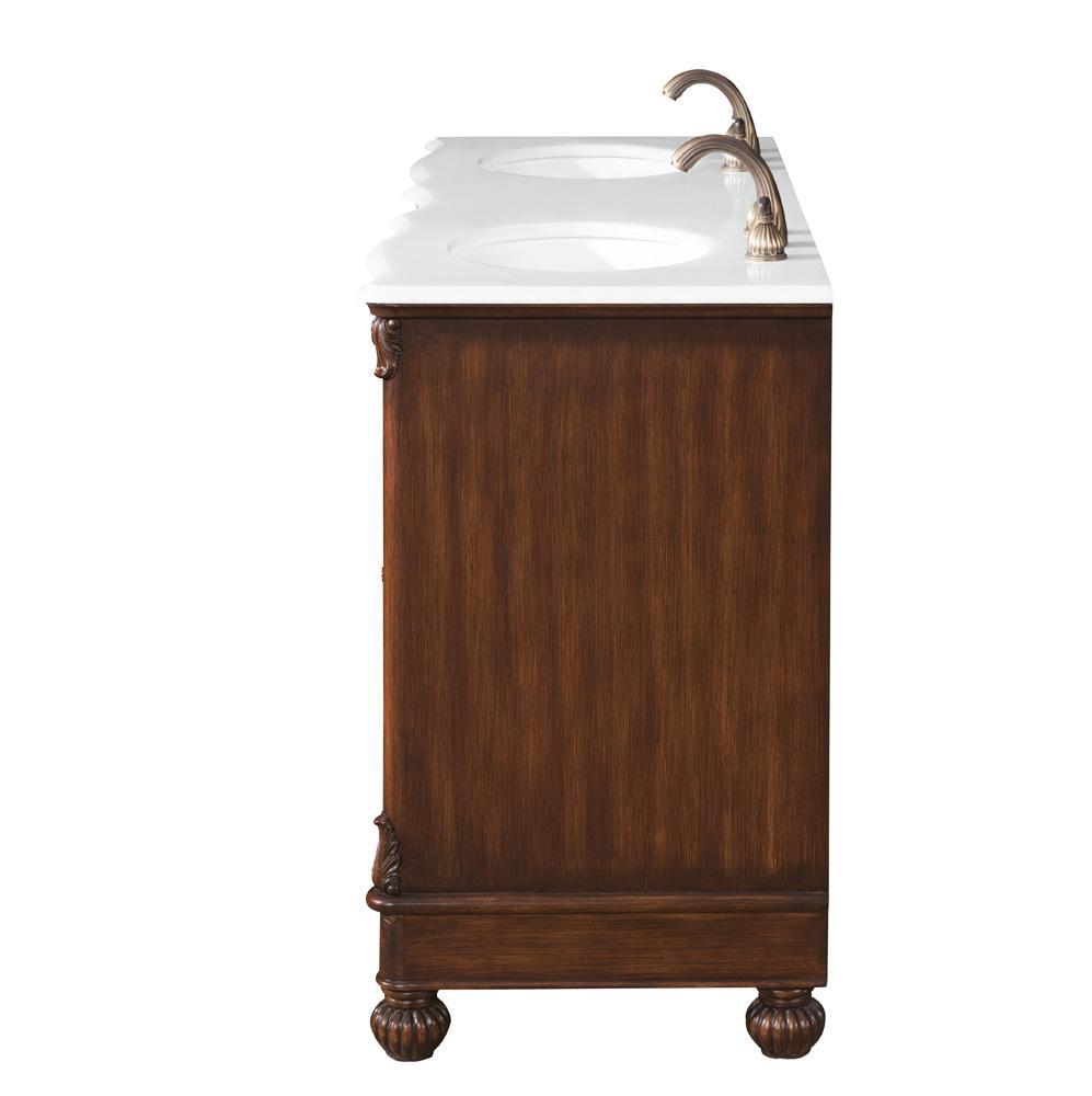 Elegant Furniture & Lighting - Windsor 60 inch Double Bathroom vanity in Teak with ivory white engineered marble - VF-1048-VW veiw 6
