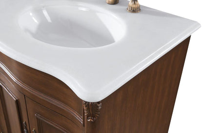 Elegant Furniture & Lighting - Windsor 60 inch Double Bathroom vanity in Teak with ivory white engineered marble - VF-1048-VW veiw 7