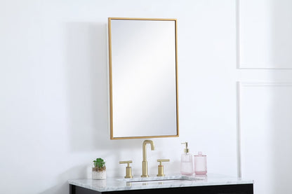 Elegant Furniture & Lighting - Wyn Metal mirror medicine cabinet 17 inch x 28 inch in Brass - MR571728BRS view 3
