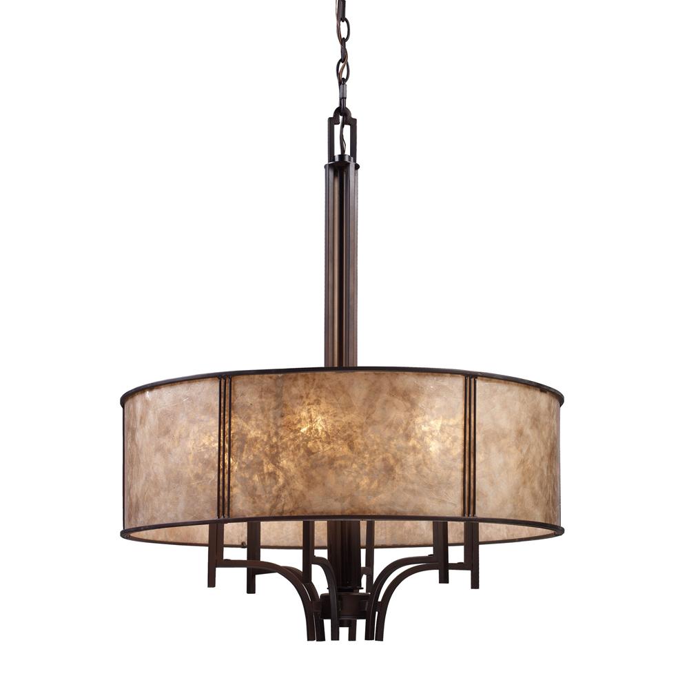 ELK Lighting - Barringer 6 Light Pendelier In Aged Bronze And Tan Mica - 15034/6 veiw 1