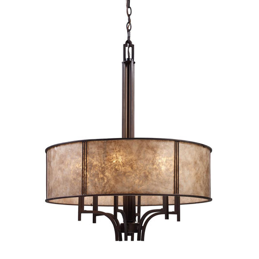 ELK Lighting - Barringer 6 Light Pendelier In Aged Bronze And Tan Mica - 15034/6 veiw 1