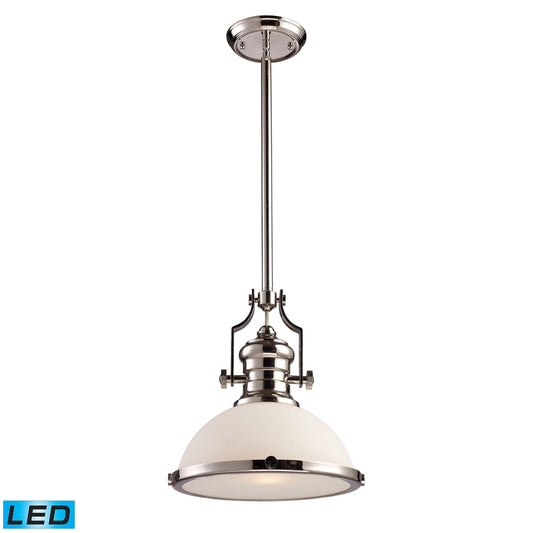 ELK Lighting - Chadwick 1 Light LED Pendant In Polished Nickel With White Glass - 66113-1-LED veiw 1