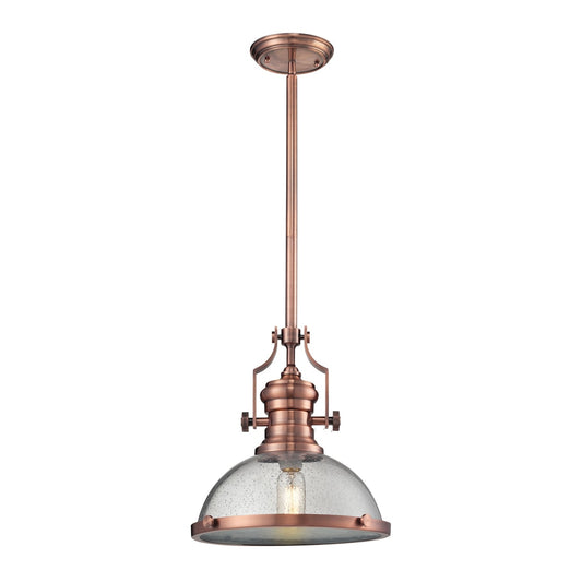 ELK Lighting - Chadwick 1 Light Pendant In Antique Copper And Seeded Glass - 67743-1 veiw 1