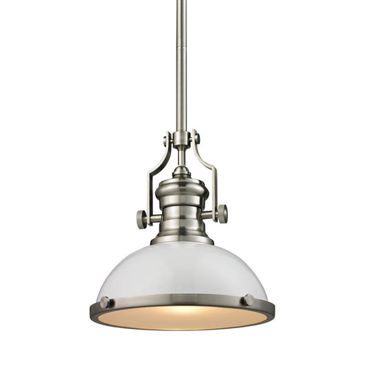 ELK Lighting - Chadwick 1 Light Pendant In Gloss White And Satin Nickel - 66525-1 veiw 1