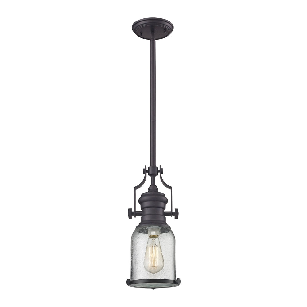 ELK Lighting - Chadwick 1 Light Pendant In Oil Rubbed Bronze And Seeded Glass - 67722-1 veiw 1