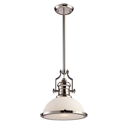 ELK Lighting - Chadwick 1 Light Pendant In Polished Nickel With White Glass - 66113-1 veiw 1