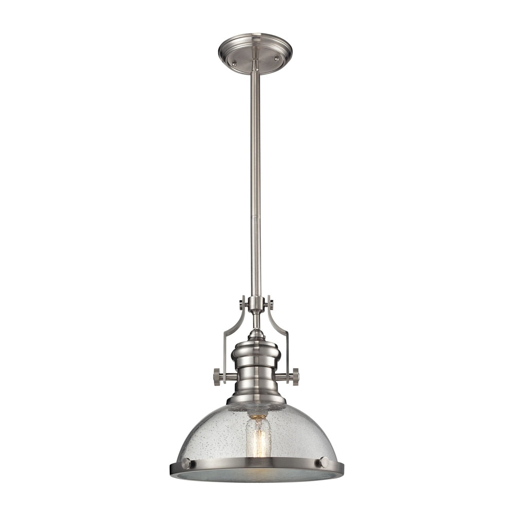 ELK Lighting - Chadwick 1 Light Pendant In Satin Nickel And Seeded Glass - 67723-1 veiw 1