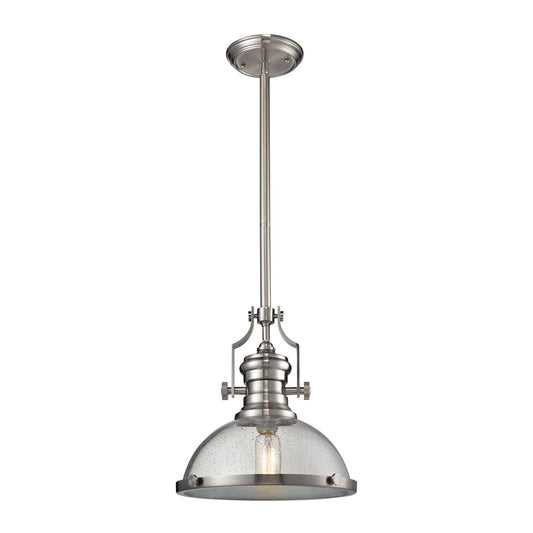 ELK Lighting - Chadwick 1 Light Pendant In Satin Nickel And Seeded Glass - 67723-1 veiw 1