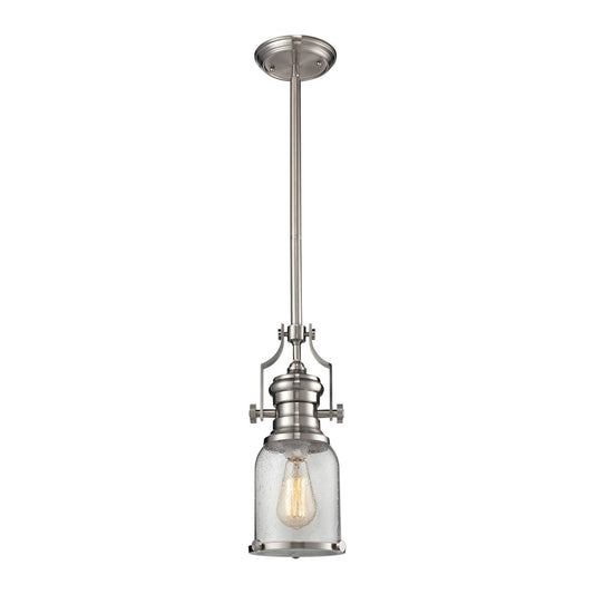 ELK Lighting - Chadwick 1 Light Pendant In Satin Nickel And Seeded Glass - 67742-1 veiw 1