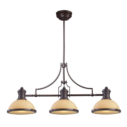 ELK Lighting - Chadwick 3 Light Billiard In Oiled Bronze And Amber Glass - 66235-3 veiw 1