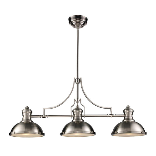 ELK Lighting - Chadwick 3 Light Billiard In Satin Nickel - 66125-3 veiw 1