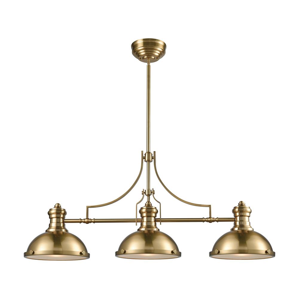 ELK Lighting - Chadwick 3 Light Island In Satin Brass With Frosted Glass Diffusers - 66595-3 veiw 1