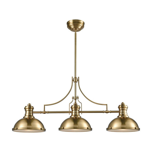 ELK Lighting - Chadwick 3 Light Island In Satin Brass With Frosted Glass Diffusers - 66595-3 veiw 1