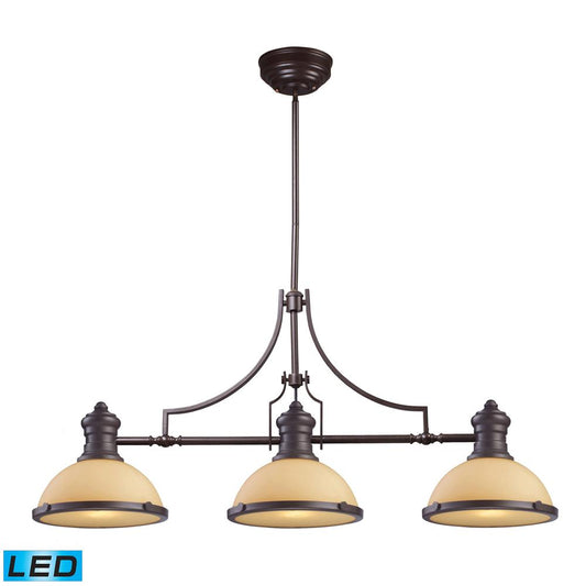 ELK Lighting - Chadwick 3 Light LED Billiard In Oiled Bronze And Amber Glass - 66235-3-LED veiw 1