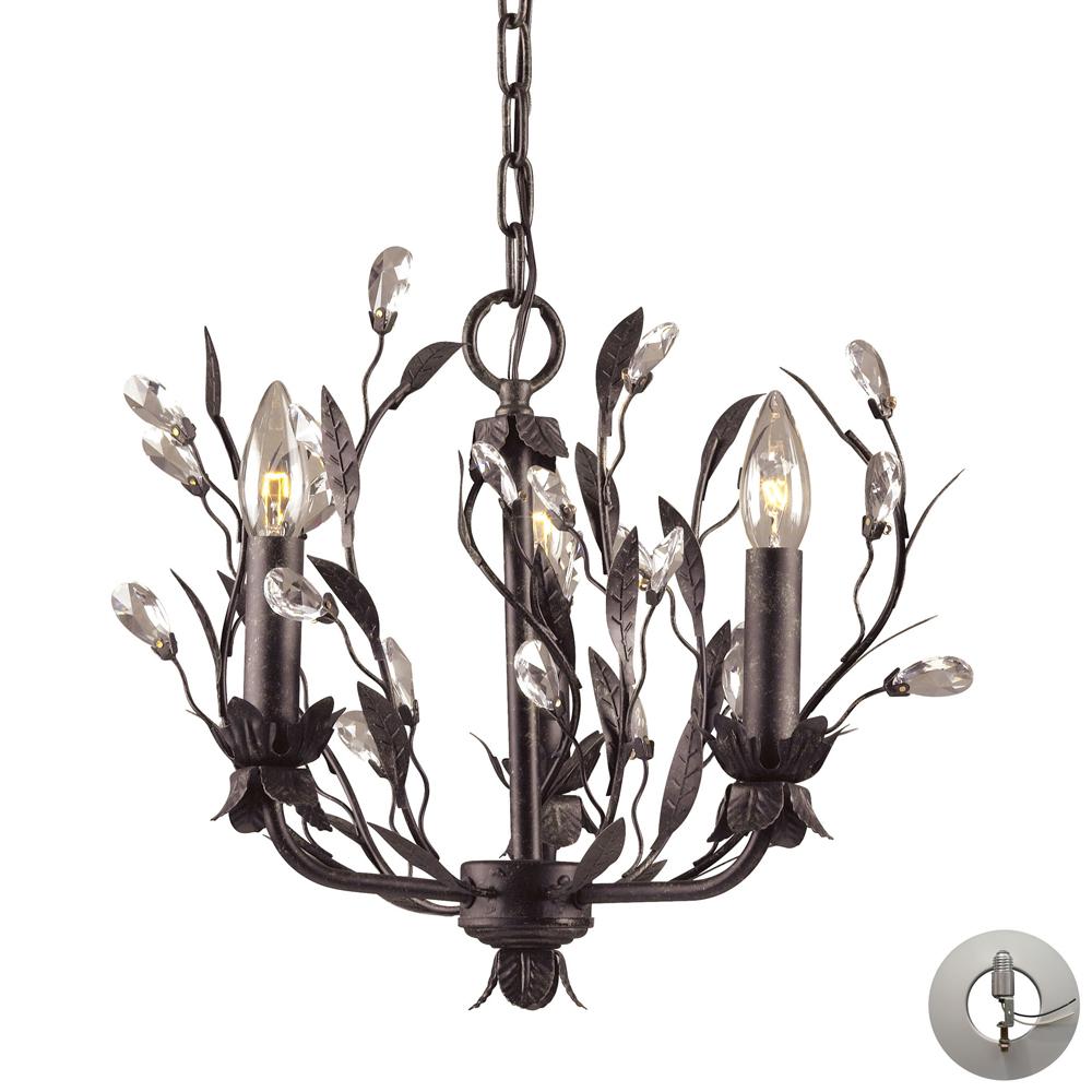 ELK Lighting - Circeo 3 Light Chandelier In Deep Rust And Crystal Droplets - Includes Recessed Lighting Kit - 8058/3-LA veiw 1