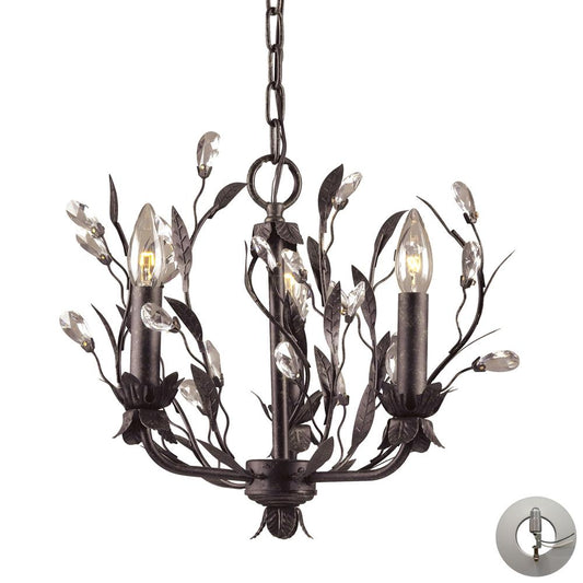 ELK Lighting - Circeo 3 Light Chandelier In Deep Rust And Crystal Droplets - Includes Recessed Lighting Kit - 8058/3-LA veiw 1