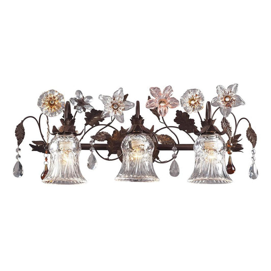 ELK Lighting - Cristallo Fiore 3 Light Vanity In Deep Rust With Crystal Florets - 7042/3 veiw 1