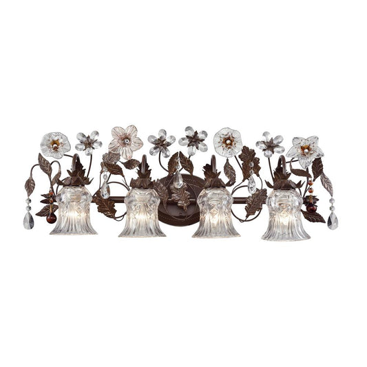 ELK Lighting - Cristallo Fiore 4 Light Vanity In Deep Rust With Clear Crystal Shades And Clear/Amber Florets - 7048/4 veiw 1