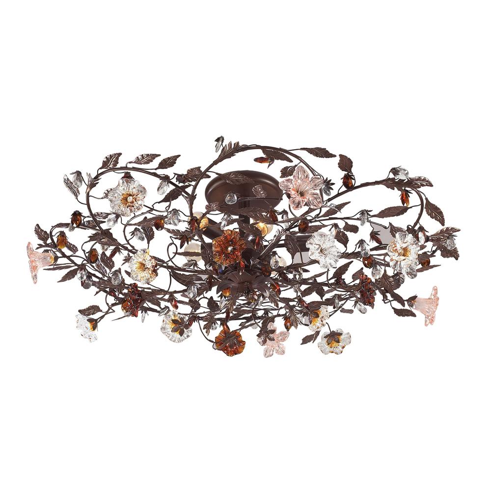 ELK Lighting - Cristallo Fiore 6 Light Flushmount In Deep Rust With Crystal Florets - 7047/6 veiw 1