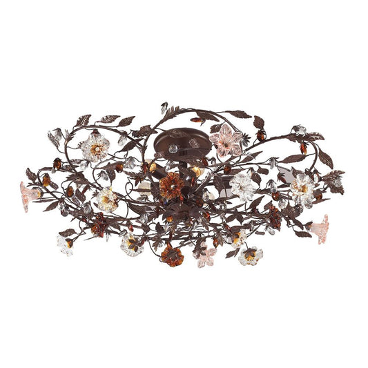 ELK Lighting - Cristallo Fiore 6 Light Flushmount In Deep Rust With Crystal Florets - 7047/6 veiw 1