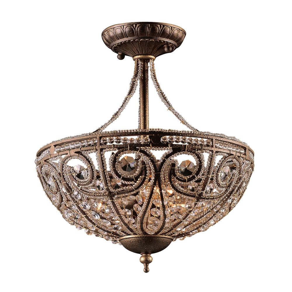 ELK Lighting - Elizabethan 3 Light Semi Flush In Dark Bronze - 5964/3 veiw 1