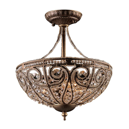 ELK Lighting - Elizabethan 3 Light Semi Flush In Dark Bronze - 5964/3 veiw 1