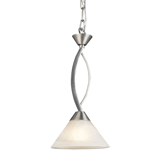 ELK Lighting - Elysburg 1 Light Pendant In Satin Nickel And White Glass - 7634/1 veiw 1