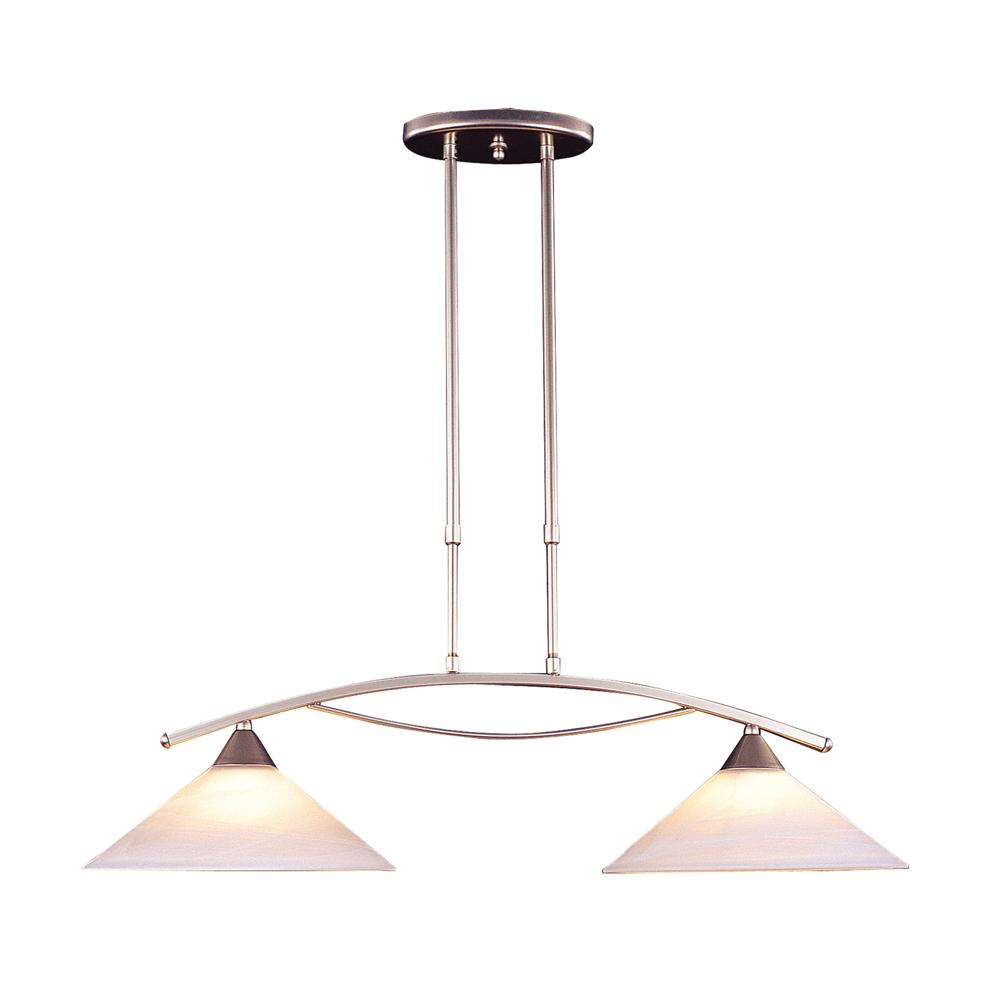 ELK Lighting - Elysburg 2 Light Island In Satin Nickel And White Glass - 6501/2 veiw 1