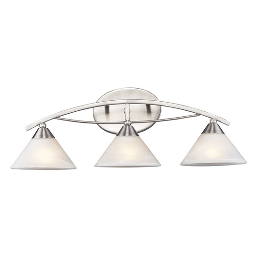 ELK Lighting - Elysburg 3 Light Vanity In Satin Nickel And White Glass - 7632/3 veiw 1