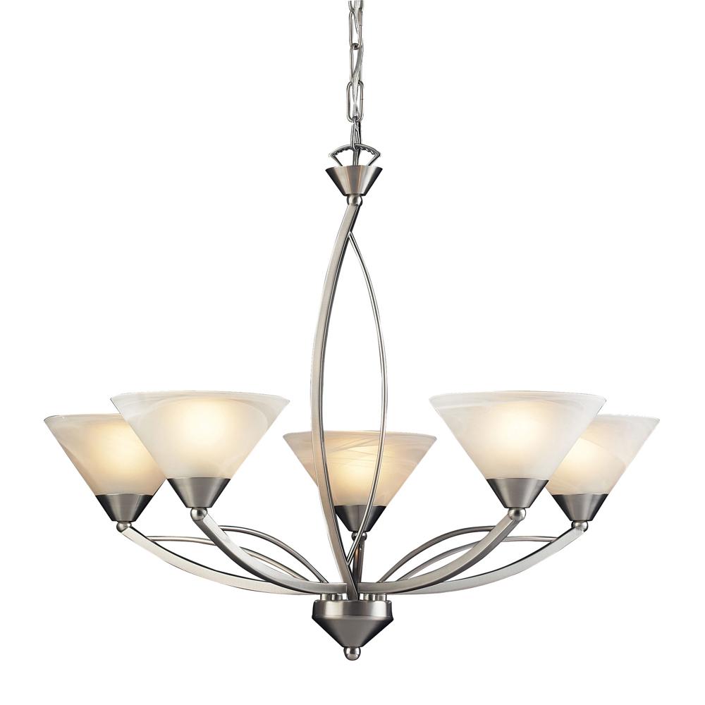 ELK Lighting - Elysburg 5 Light Chandelier In Satin Nickel And White Glass - 7637/5 veiw 1