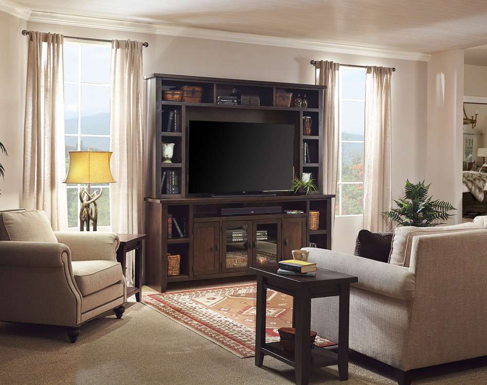 Emery Park - Alder Grove 84in Console & Hutch in Tobacco Finish veiw 2