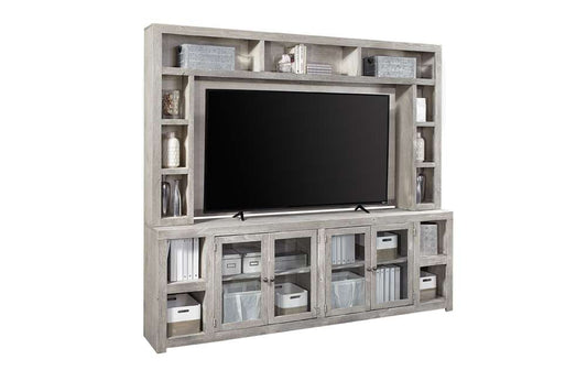 Emery Park - Avery Loft 97in Console & Hutch in Limestone Finish veiw 1