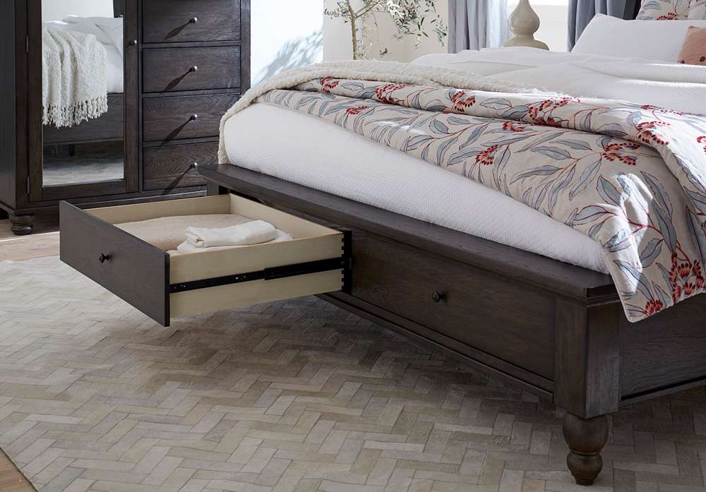 Emery Park - Cambridge King Storage Panel Bed in Cracked Pepper Finish veiw 2